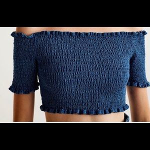 FREE WITH BUNDLE -Love tree smocked crop top